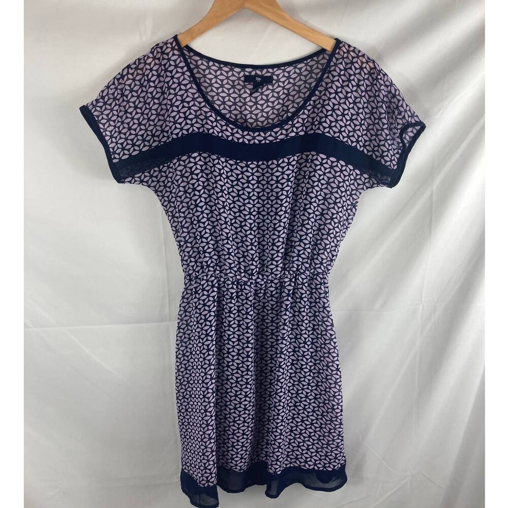 Gap Patterned Short Sleeve Purple dress XS